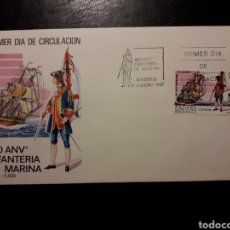 Sellos: ESPAÑA. EDIFIL 2885 SERIE COMPLETA. SOBRE DE PRIMER DÍA. INFANTERÍA DE MARINA. UNIFORMES BARCOS 1987