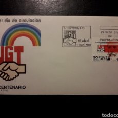 Sellos: ESPAÑA. EDIFIL 2948 SERIE COMPLETA. SOBRE DE PRIMER DÍA. CENTENARIO DE LA UGT. PABLO IGLESIAS. 1987.