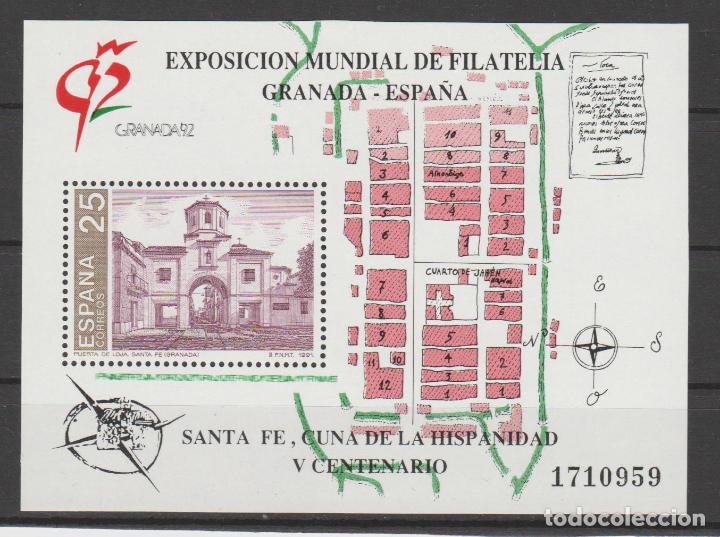 Sellos: 1991.- .Hojita. Granada&acute;92 V centenario de la fundaci&oacute;n de Santa Fe .