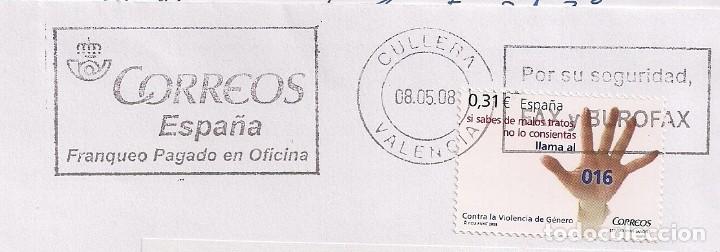 Stamps: FRAGMENTO CON SELLO CONTRA LA VIOLENCIA DE G&Eacute;NERO. FECHADOR CULLERA-VALENCIA-. 8-5-08