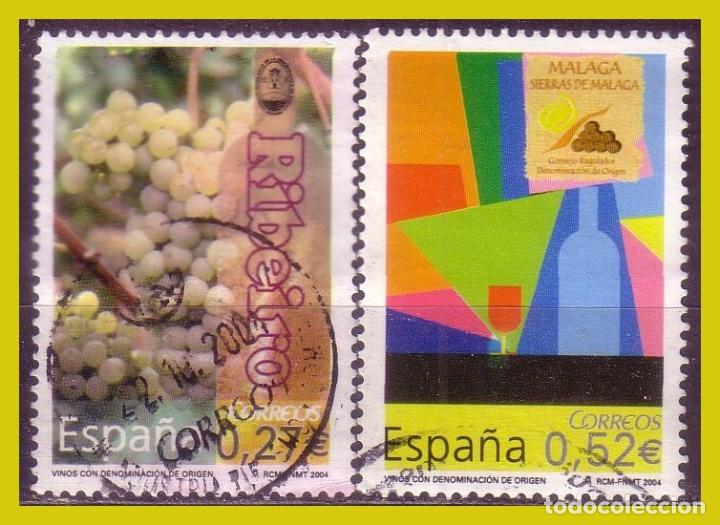 Stamps: 2004 Vinos con denominaci&oacute;n de Origen, Ribeiro y Sierra de M&aacute;laga, EDIFIL n&ordm; 4112 y 4113 (o)