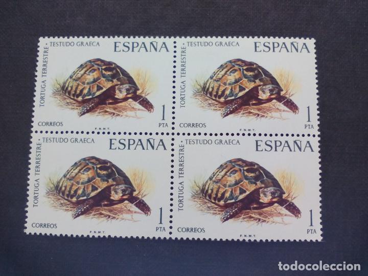 Francobolli: BLOQUE DE 4 SELLOS NUEVOS. TORTUGA TERRESTRE. TESTUDO GRAECA. 1 PTA. CORREOS ESPA&Ntilde;A