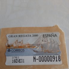 Sellos: ATM CERTIFICADO ETIQUETA POSTAL ESPAÑA NÚMERO 00000918 GRAN REGATA AÑO 2000