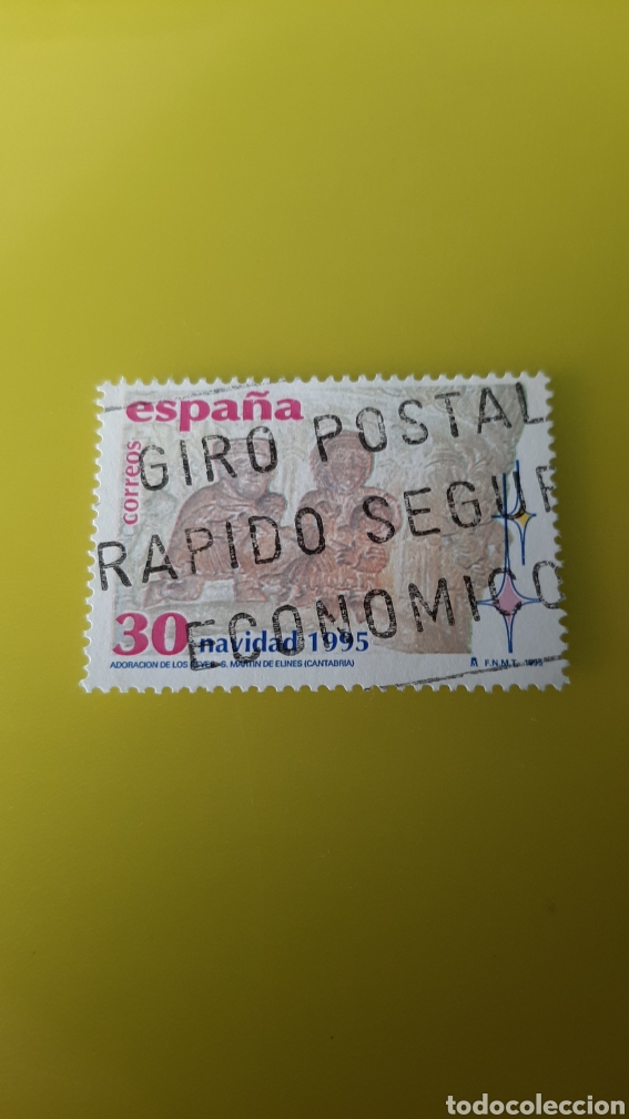 Selos: GIRO POSTAL RÁPIDO Y ECONÓMICO MATASELLO EDIFIL 3402 USADO NAVIDAD 1995 ESPAÑA MOTIVO CANTABRIA