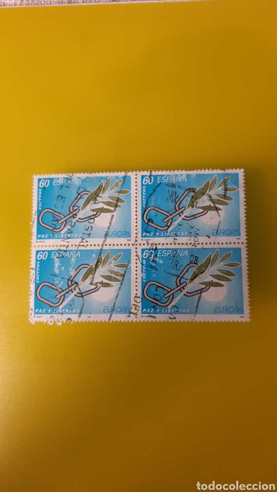 Selos: EDIFIL 3361 USADO BLOQUE CUATRO EUROPA PAZ OLIVO FLORA 1995 FILATELIA COLISEVM COLECCIONISMO