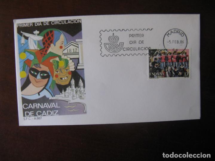 Sellos: 1986, fiestas populares, carnaval de cadiz, edifil 2840 en sobre primer dia de circulacion