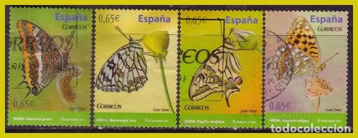 Stamps: 2011 Fauna, Mariposas, EDIFIL n&ordm; 4622 a 4625 (o)
