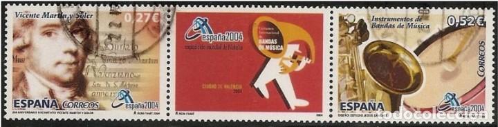 Sellos: ESPA&Ntilde;A 2004 - EXPOSICION MUNDIAL DE FILATELIA - MUSICA- EDIFIL N&ordm; 4085/86 - USADO