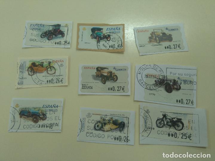 Briefmarken: LOTE DE 9 SELLOS USADOS ADHESIVOS, COCHES Y MOTOS ANTIGUOS O CL&Aacute;SICOS STAMPS