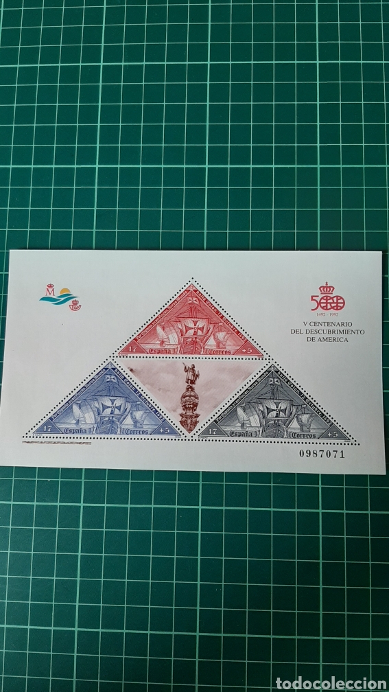Briefmarken: SOLICITA HOJA BLOQUE NUEVO O USADA EDIFIL 3163 V CENTENARIO DESCUBRIMIENTO DE AM&Eacute;RICA COLON BARCOS