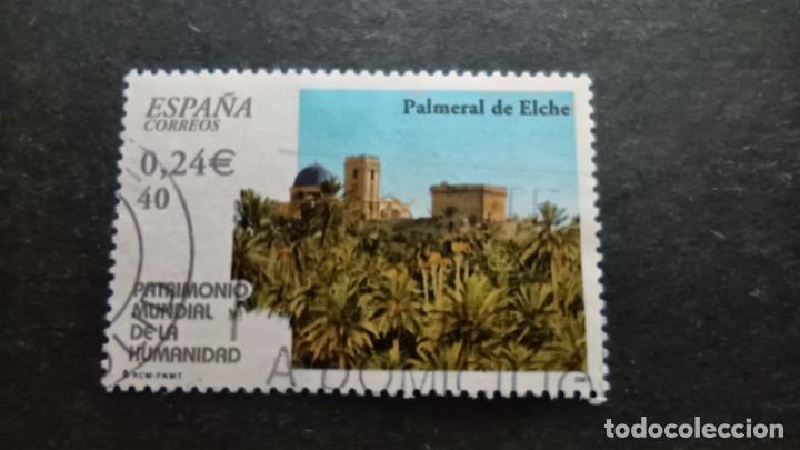 Briefmarken: Sello usado. Palmeral de Elche. Patrimonio de la Humanidad. 30 Noviembre de 2001. Edifil 3848.