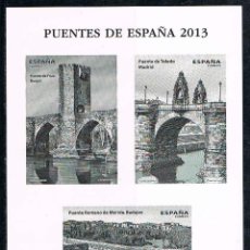 Sellos: AÑO 2013, PUENTES: FRIAS (BURGOS), TOLEDO (MADRID) Y PUENTE DE MERIDA (BADAJOZ). PRUEBA CALCOGRAFICA. Lote 273133263