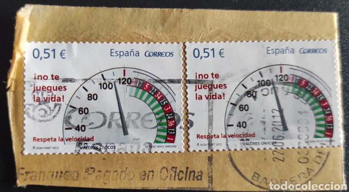 Briefmarken: 2 sellos Edifil 4697. Valores c&iacute;vicos. Respeta la velocidad. &iexcl;No te juegues la vida!