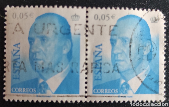 Briefmarken: 2 Sellos usados de 5 c&eacute;ntimos Serie b&aacute;sica Edifil 3858