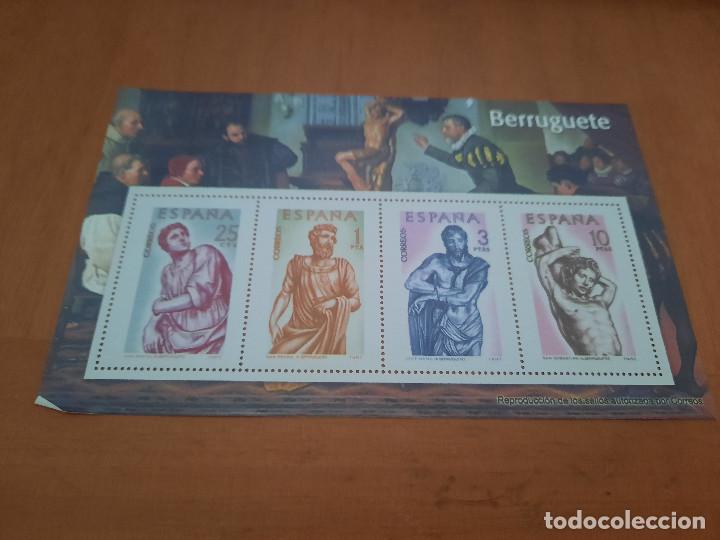 Sellos: BERRUGUETE. REPRODUCCI&Oacute;N BLOQUE SELLOS. EL FRANQUISMO EN SELLOS Y BILLETES. EL MUNDO. C-12