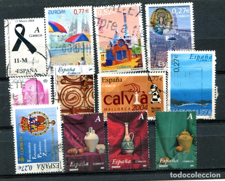 Stamps: 12 sellos diferentes espa&ntilde;oles a&ntilde;o 2004, matasellados. Ver descripci&oacute;n