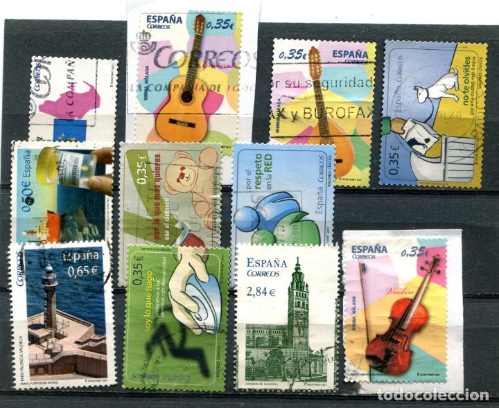 Stamps: 11 sellos diferentes espa&ntilde;oles del a&ntilde;o 2011. Matasellados. Ver descripci&oacute;n