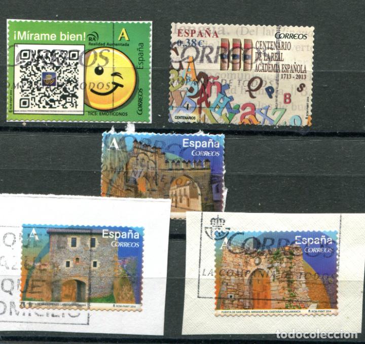 Stamps: 5 sellos diferentes espa&ntilde;oles del a&ntilde;o 2014. Matasellados. Ver descripci&oacute;n