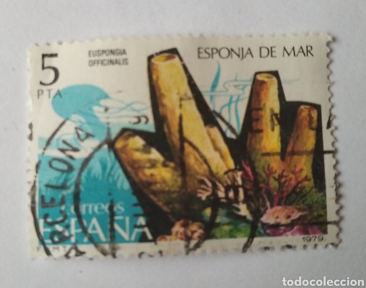 Selos: Sello Espa&ntilde;a esponja de mar 1979 Usado
