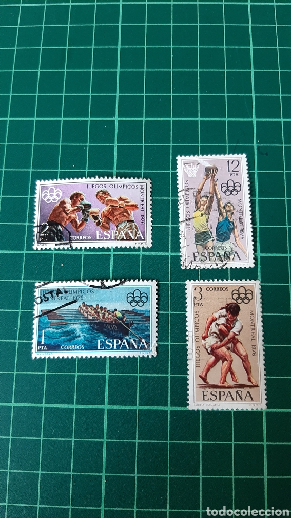 Francobolli: DEPORTES LUCHA CANARIA REMO TRAINERAS BALONCESTO BOXEO EDIFIL 2340/3 1976 MONTREAL OL&Iacute;MPICOS