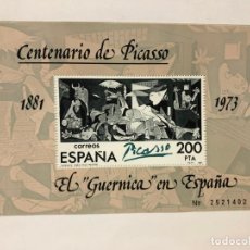 Sellos: HOJA BLOQUE CENTENARIO DE PICASSO, EL GUERNICA EN ESPAÑA, 1981, NUEVO. Lote 299374623