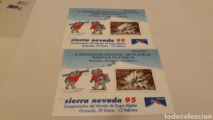 Sellos: Sieŕra Nevada 95 2 hojas bloque campeonatos del mundo de Esqui