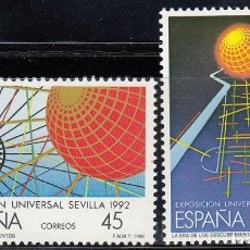 Sellos: ESPAÑA 2939 / 2940 - EXPO. UNIV. SEVILLA 1992.- 1988 NUEVO ** CAT.- 0,75€. Lote 319980968