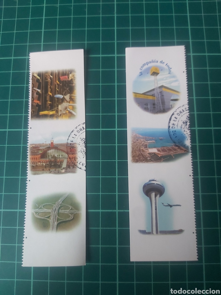 Stamps: BANDELETAS USADA LUJO O NUEVA EDIFIL 3855 INFRAESTRUCTURAS FOMENTO TORRE AEROPUERTO AVIONES 2001