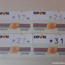 Sellos: ATM FRAMA 1992 - EXPO 92 SEVILLA 4 VALORES 3 DIGITOS - NUEVOS /**/. Lote 332159893