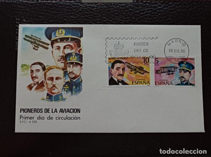 Sellos: Sobre P. Dia. P. Aviaci&oacute;n. Pedro Vives y Benito Loygorri. Diciembre 1980. Edifil 2595-2596