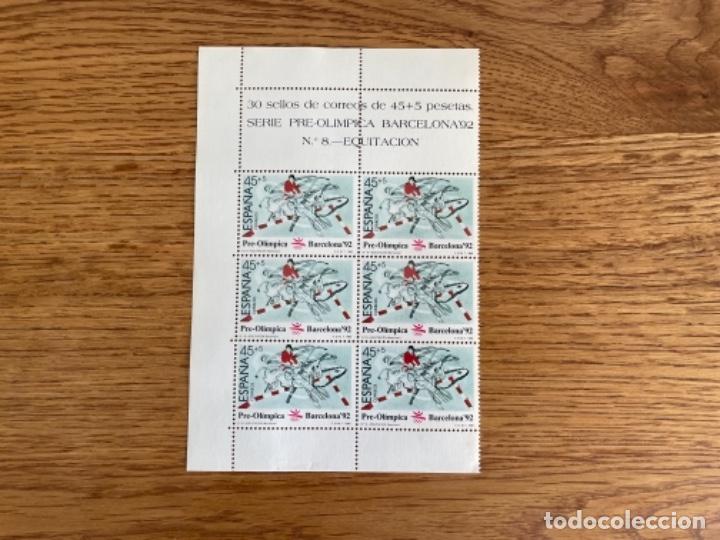 Sellos: 6 sellos 1989. Serie Pre-ol&iacute;mpica Barcelona '92 Equitaci&oacute;n 45+5pta