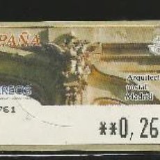 Sellos: ESPAÑA- SPAIN 2002. ETIQUETAS ATM ARQUITECTURA POSTAL MADRID - SERIE 3 VALORES 5DE. NUEVAS **
