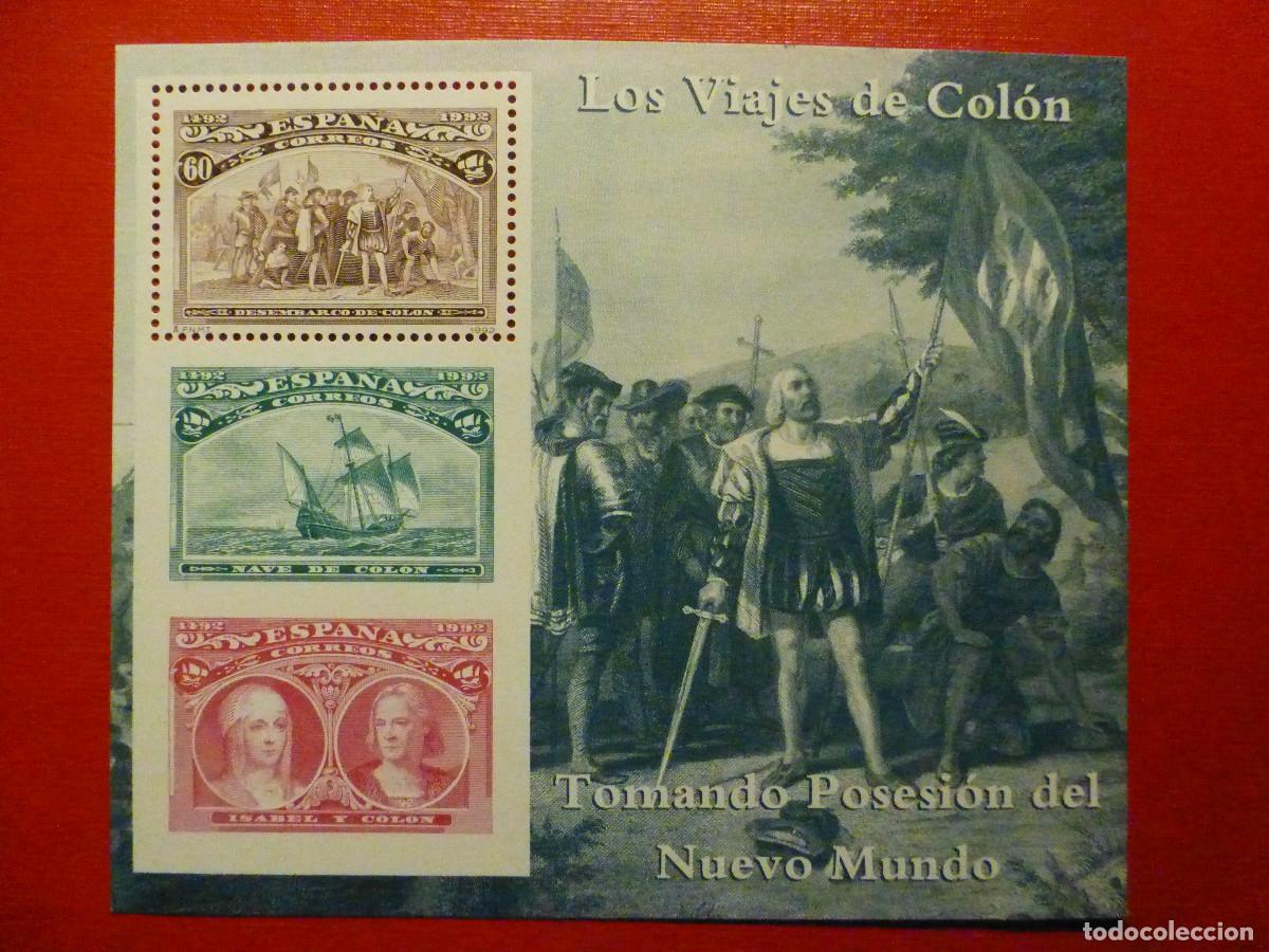 Sellos: SELLO - Col&oacute;n y descubrimiento - HOJITA - HOJA BLOQUE - EDIFIL 3207, - SH3207 - 1992 -