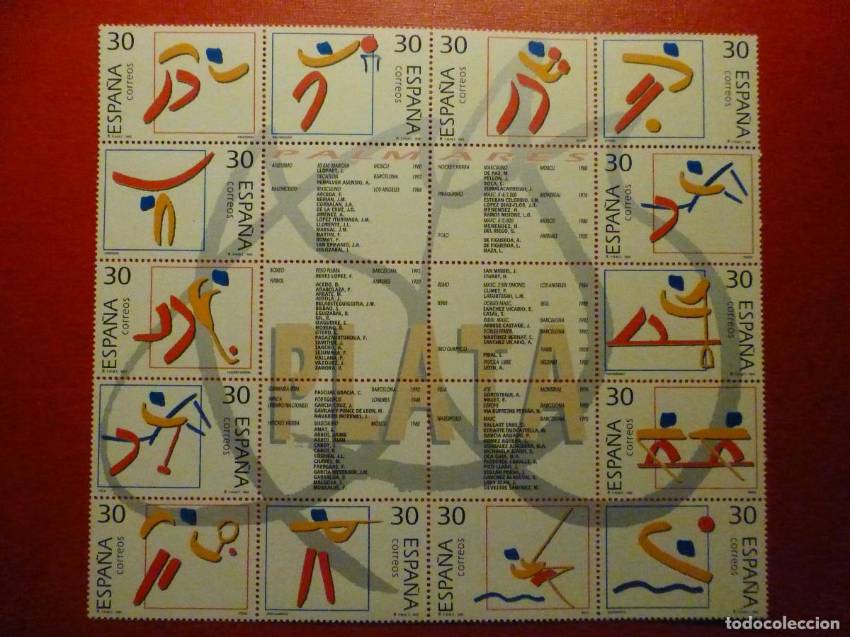 Sellos: SELLO - Deportes Ol&iacute;mpicos de Plata - EDIFIL 3364 a 3377 - Serie en bloque 14 valores - 1995 -