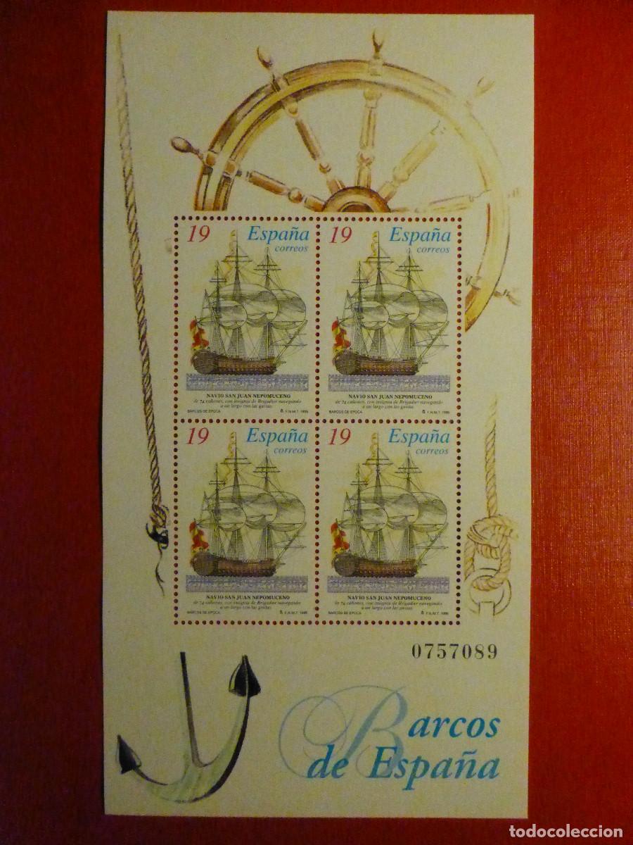 Sellos: SELLO - Barcos de &Eacute;poca - EDIFIL 3350 - Hojita Bloque SH3352 - 1995 - 19 ptas.