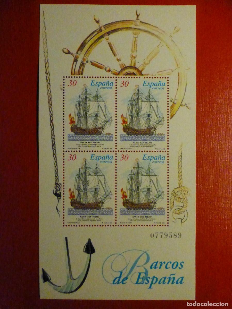 Sellos: SELLO - Barcos de &Eacute;poca - EDIFIL 3351 - Hojita Bloque SH3353 - 1995 - 30 ptas.