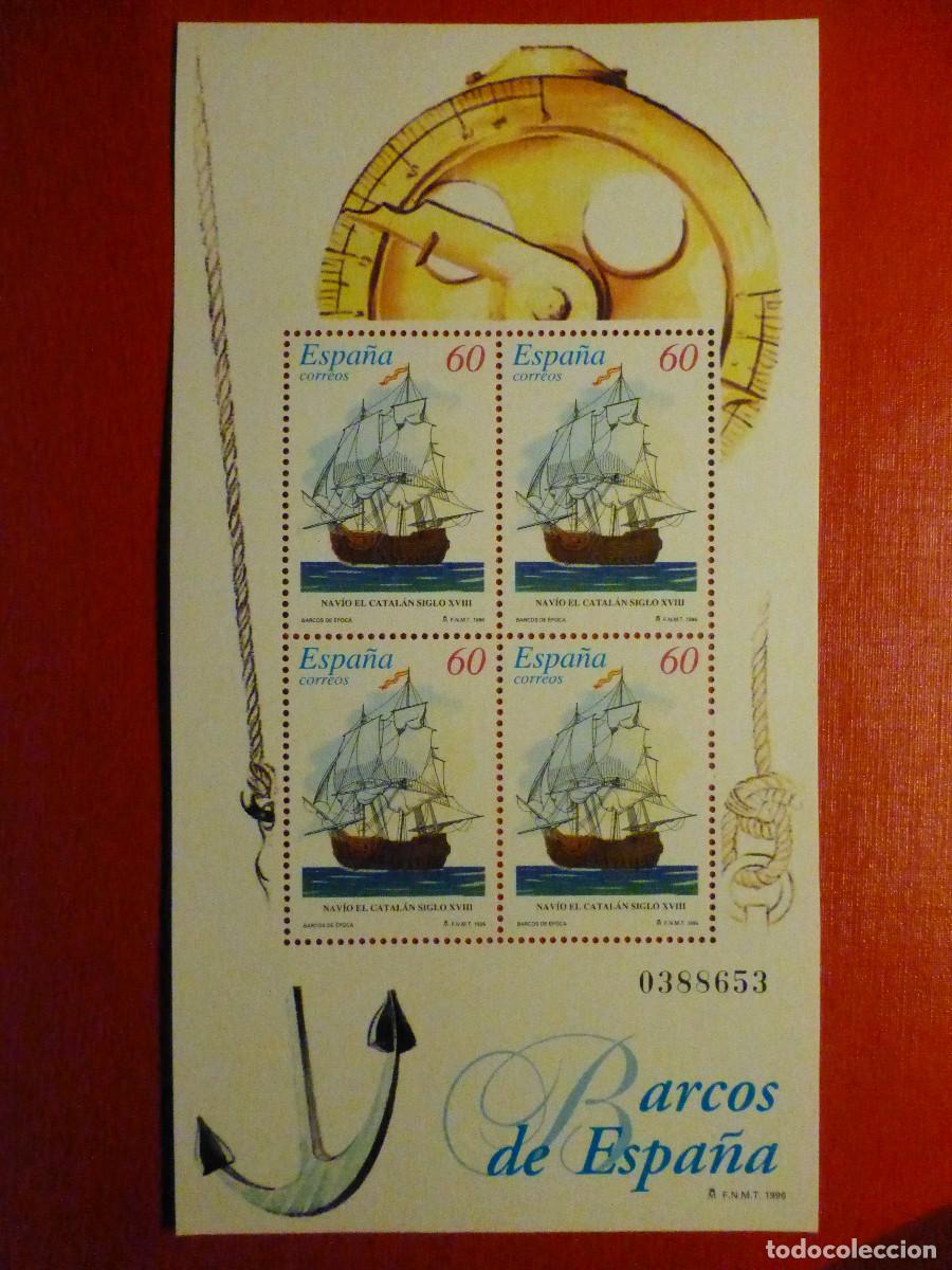 Sellos: SELLO - Barcos de &Eacute;poca - EDIFIL 3414 - Hojita Bloque SH3416 - 1996 - 60 ptas.