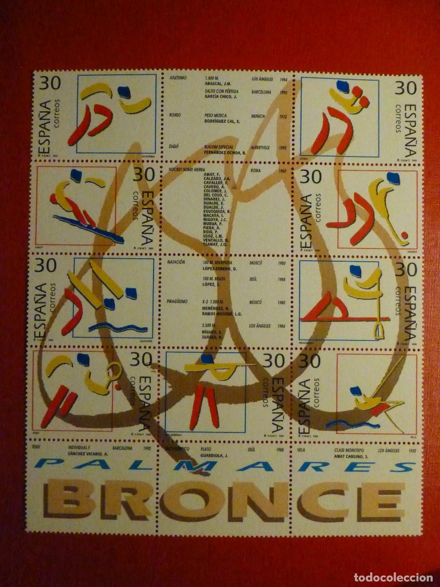 Sellos: SELLO - Deportes Ol&iacute;mpicos de Bronce - EDIFIL 3418 a 3426 - Serie en bloque 6 valores - 1996 -