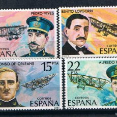 Sellos: EDIFIL 2595/98 PIONEROS DE LA AVIACION ESPAÑA 1980. SERIE COMPLETA SELLOS NUEVOS
