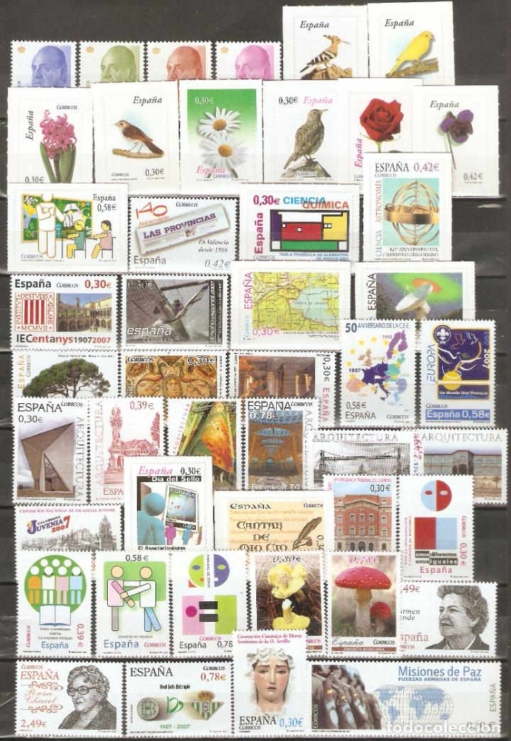 Briefmarken: A&Ntilde;O 2007 COMPLETO SIN FIJASELLOS BAJO FACIAL