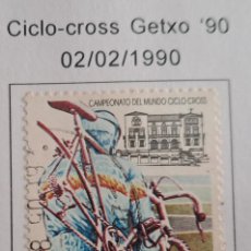 Sellos: SELLO DE ESPAÑA USADO, CICLO-CROSS GETXO, EDIFIL 3048, AÑO 1990.