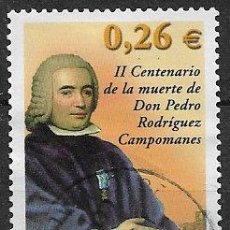 Sellos: ESPAÑA 2003 II CENTº MUERTE DE D. PEDRO RODRÍGUEZ CAMPOMANES, EDIFIL Nº 3960 (O)