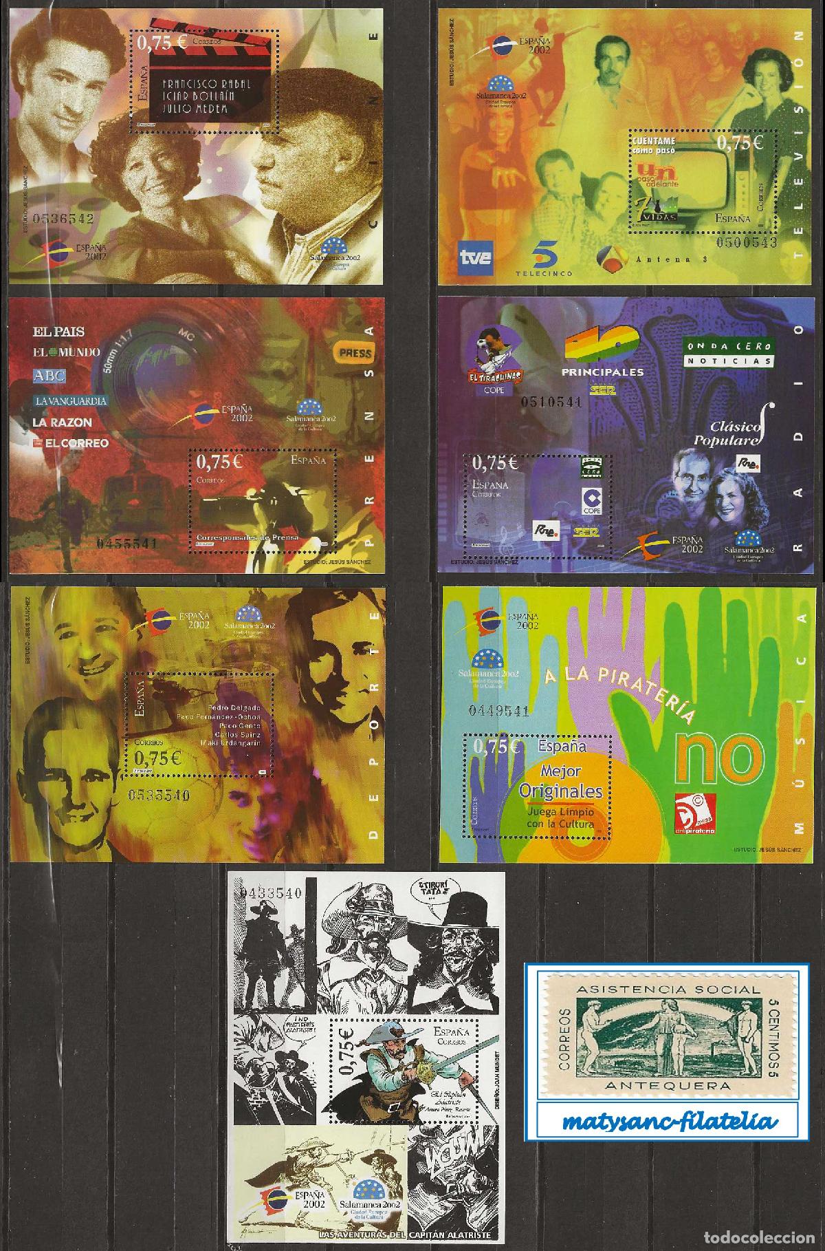 Francobolli: ESPA&Ntilde;A 2002. EDIFIL 3944/3950. SERIE COMPLETA HOJITAS &rdquo;ESPA&Ntilde;A 2002&rdquo;. MNH***
