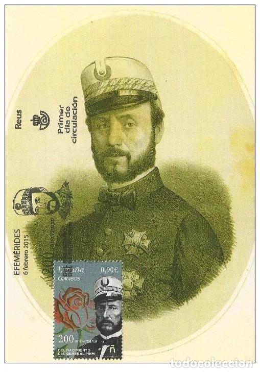 Sellos: Spain 2015 - General Prim carte maximum - Foto 1