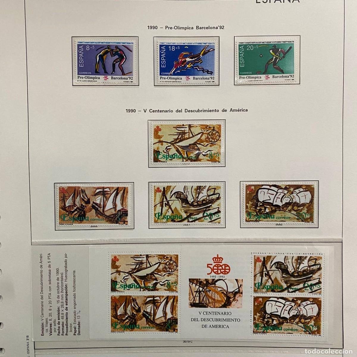 Sellos: Hoja de sellos: 1990 - Pre-Ol&iacute;mpica Barcelona'92 / 1990 - V Centenario del Descubrimiento...