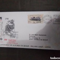 Sellos: 50 ANIVERSARIO FERROCARRIL LLEIDA-POBLA DE SEGUR AÑO 2001