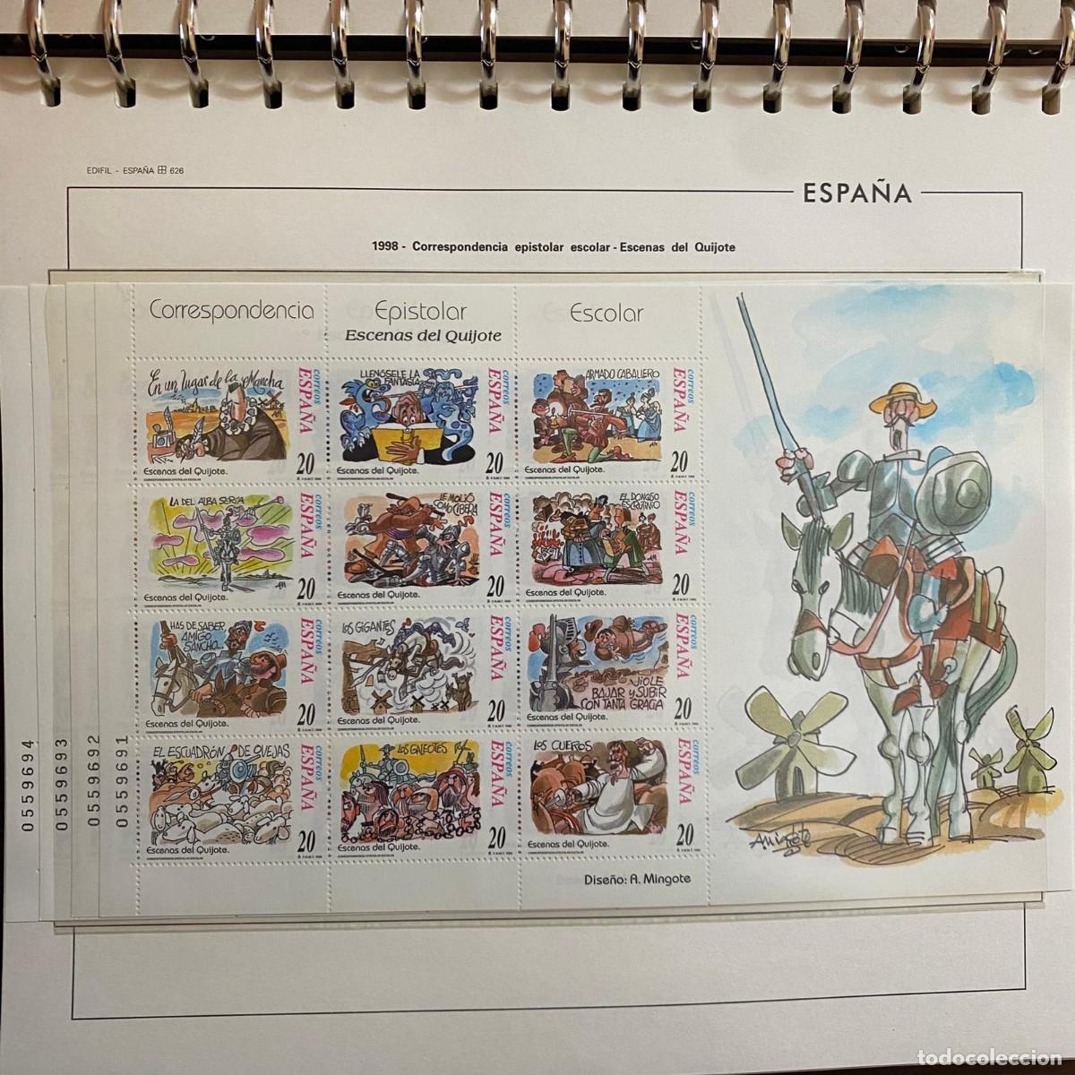 Sellos: Hoja de sellos: 1998 - Correspondencia epistolar escolar-Escenas del Quijote