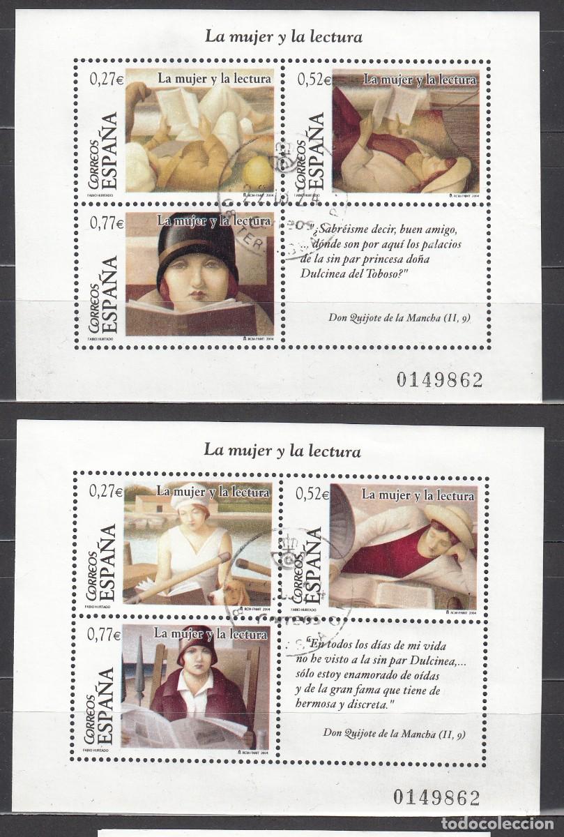 Sellos: ESPA&Ntilde;A 2004 - LA MUJER Y LA LECTURA - EDIFIL N&ordm; 4060/4061 - USADO