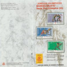 Sellos: ESPAÑA. DÍPTICO FOLLETO-INFORMACIÓN 14/90. EDIFIL 3076/78. PREOL. V BARCELONA'92. CON SELLOS NUEVOS.