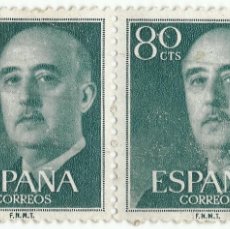 Sellos: ❤️ SELLO: GENERAL FRANCO, 1955-2002, ESPAÑA - 80 CÉNTIMOS ESPAÑOLES ❤️